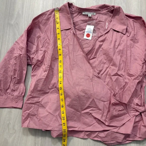 Haute Monde Women Blouse Top Pink Wrap Tie Long Sleeve Made in Vietnam Size 2XL - Picture 4 of 15